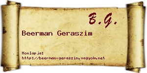 Beerman Geraszim névjegykártya